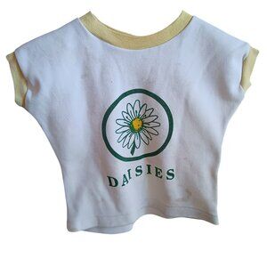 Vintage Girls 5 5T T-shirt Single Stitch Daisies Ringer 1970's Distress Hippy